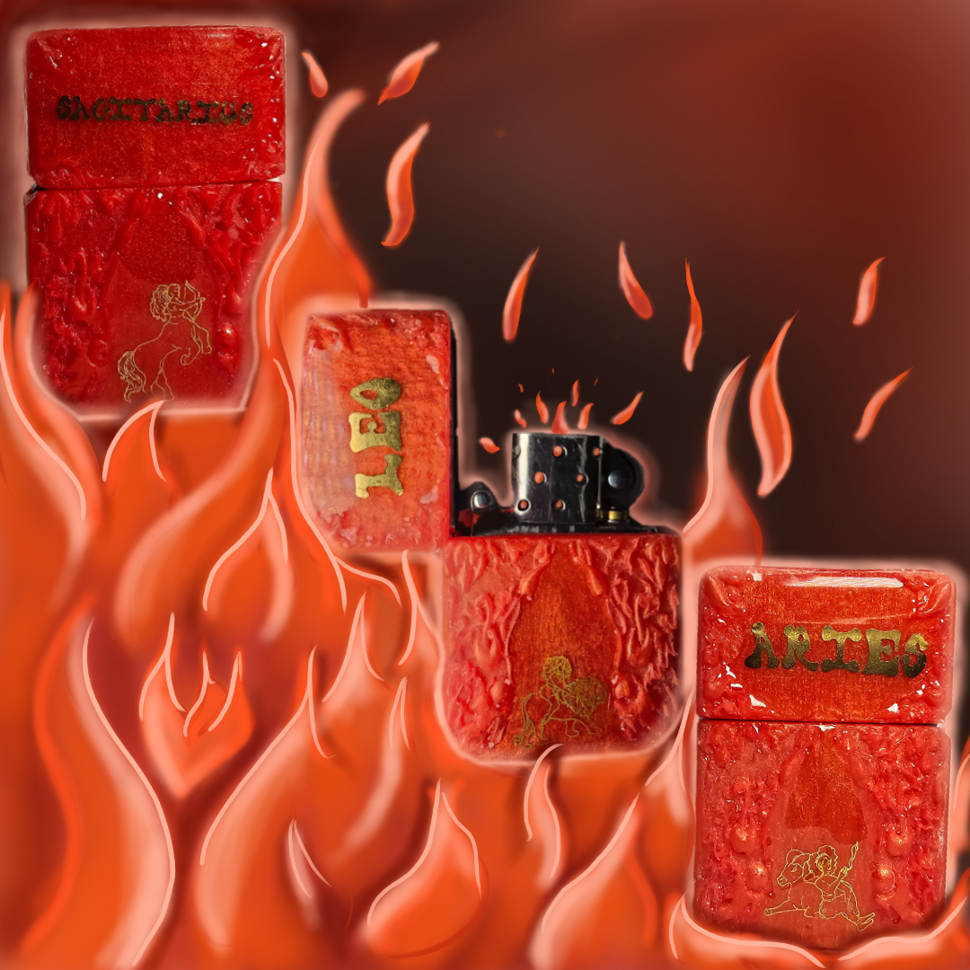 Fire Sign Zodiac Zippo Lighter Case (Lighter Included)